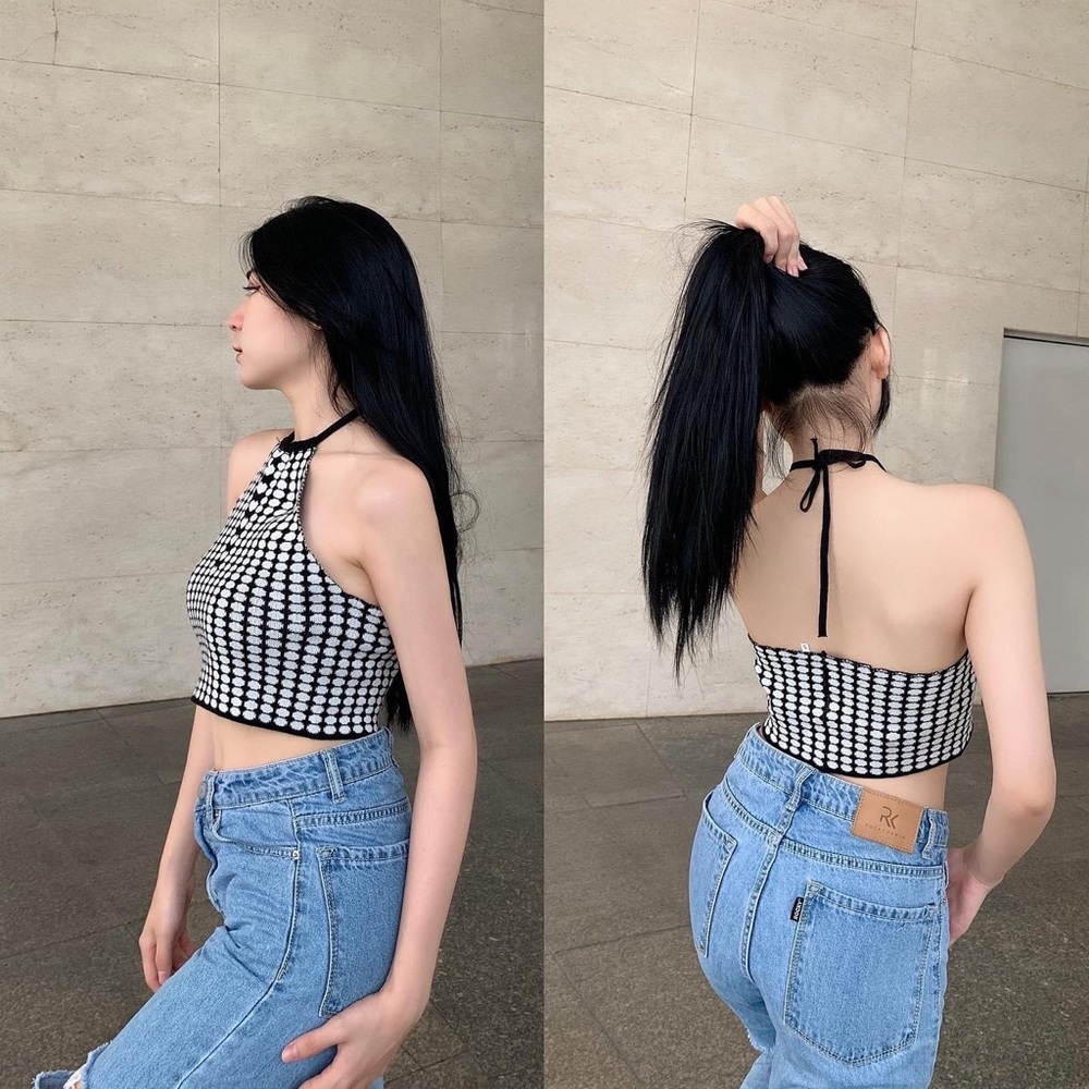 Crop top ( black and white caro croptop)